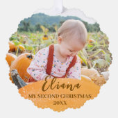 Gouden Baby 2e Kerstwarm Quote Foto Ornament Kaart (Voorkant)