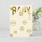 Gouden Baby Congrats & Sentimenten, Ballonnen, Lin Kaart (Staand voorkant)