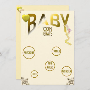 Gouden Baby Congrats & Sentimenten, Ballonnen, Lin Kaart