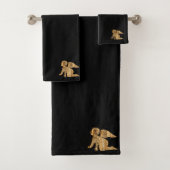 Gouden baby engel (zwart) bad handdoek (Insitu)