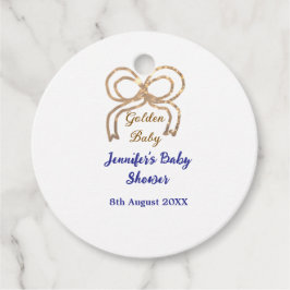 Gouden baby glitter boog koningsblauw baby shower bedankjes labels