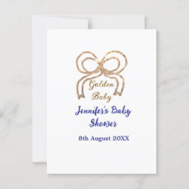 Gouden baby glitter boog koningsblauw baby shower briefkaart