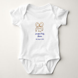 Gouden baby glitter boog koningsblauw baby shower romper