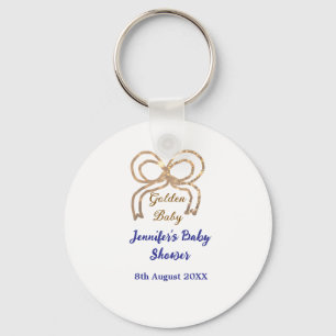 Gouden baby glitter boog koningsblauw baby shower sleutelhanger