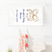 Gouden baby glitter boog koningsblauw baby shower spandoek (Insitu)