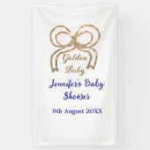 Gouden baby glitter boog koningsblauw baby shower spandoek (Verticaal)