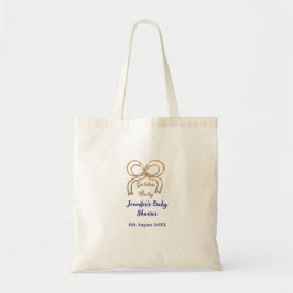 Gouden baby glitter boog koningsblauw baby shower tote bag
