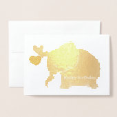 Gouden Baby olifant met ballonnen Happy Birthday Folie Kaarten (Voorkant met envelop)