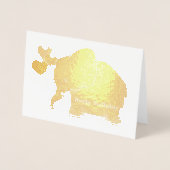 Gouden Baby olifant met ballonnen Happy Birthday Folie Kaarten (Voorkant)