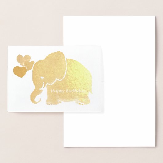 Gouden Baby olifant met ballonnen Happy Birthday Folie Kaarten (Display)