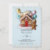 Gouden Baby Shower met Gemberkoekhuis Kaart (Voorkant)