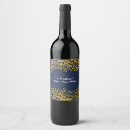 Gouden baby's adem blauwe bloemen wijnlabels wijn etiket