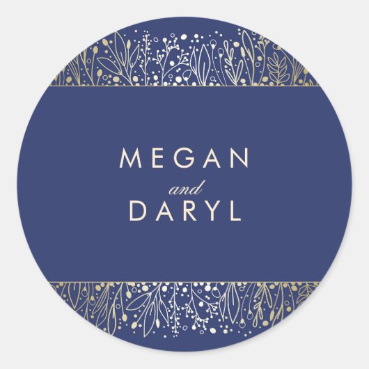 Gouden Baby's adem filigraan marine bruiloft Ronde Sticker (Voorkant)