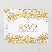Gouden baby's adem witte elegante bloem-RSVP Uitnodiging Briefkaart (Voorkant / Achterkant)