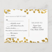 Gouden baby's adem witte elegante bloem-RSVP Uitnodiging Briefkaart (Achterkant)