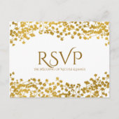 Gouden baby's adem witte elegante bloem-RSVP Uitnodiging Briefkaart (Voorkant)