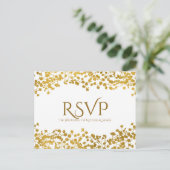 Gouden baby's adem witte elegante bloem-RSVP Uitnodiging Briefkaart (Staand voorkant)