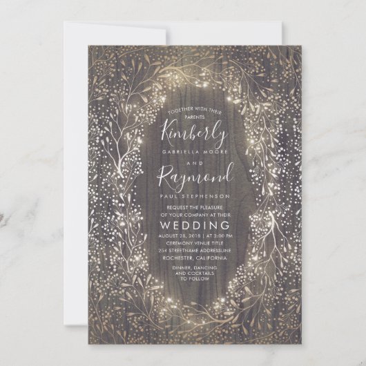 Gouden Baby's ademkrans | Rustiek land bruiloft Kaart (Voorkant)