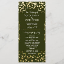 Gouden Baby's Breath Bloem Olive Bruiloftsprogramm