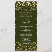 Gouden Baby's Breath Bloem Olive Bruiloftsprogramm Programmakaart (Voorkant)