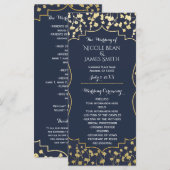 Gouden Baby's Breath Bloemen Blauwe Huwelijksprogr Programmakaart (Voorkant / Achterkant)