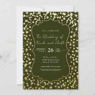 Gouden Baby's Breath Bloemen Roest Olijfgroen Huwe Kaart