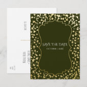 Gouden Baby's Breath Bloemen Rustiek Groen Save Da Aankondigingskaart (Voorkant / Achterkant)