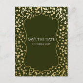 Gouden Baby's Breath Bloemen Rustiek Groen Save Da Aankondigingskaart (Voorkant)