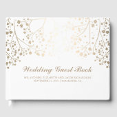 Gouden Baby's Breath Bloemen Wit Elegante Huwelijk Gastenboek (Voorkant)