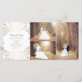 Gouden Baby's Breath Elegante Trouwfoto Dankuwel Bedankkaart