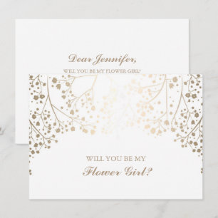 Gouden Baby's Breath Trouwbloem Meisje Uitnodiging