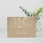 Gouden Baby's Breath Trouwbloem Meisje Uitnodiging (Staand voorkant)