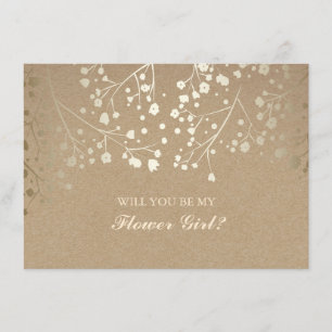 Gouden Baby's Breath Trouwbloem Meisje Uitnodiging