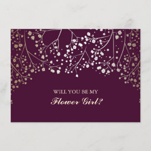 Gouden Baby's Breath Trouwbloem Meisje Uitnodiging