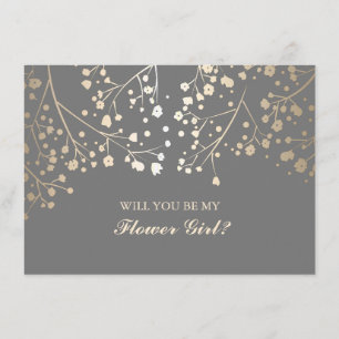 Gouden Baby's Breath Trouwbloem Meisje Uitnodiging