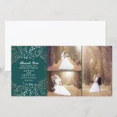 Gouden Baby's Breath Turquoise Trouwfoto Dankjewel Bedankkaart (Voorkant / Achterkant)