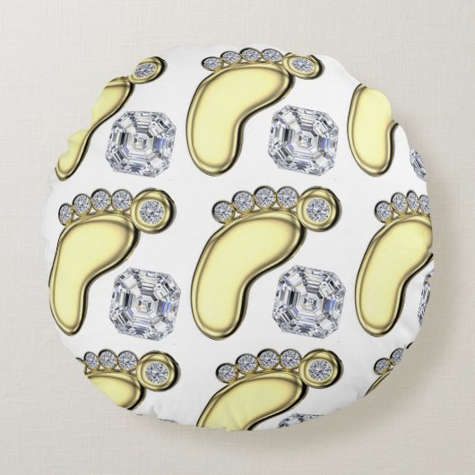 Gouden Babyvoet Rond Kussen (Voorkant)