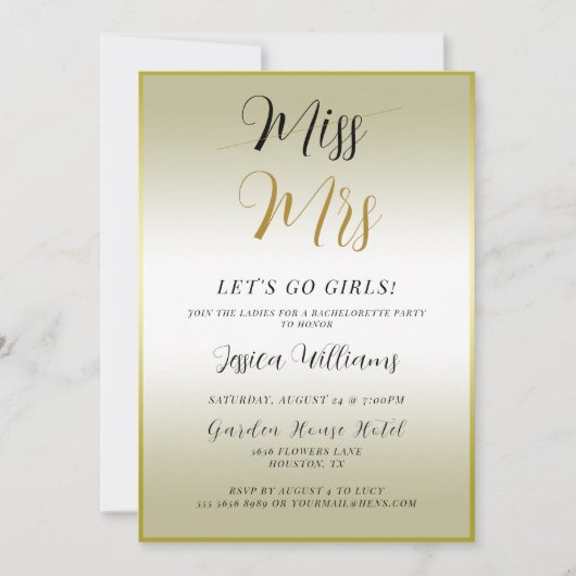 Gouden Bachelorette Kaart (Voorkant)