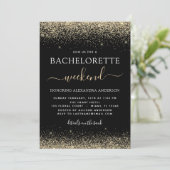 Gouden Bachelorette Weekend Modern Glitter Party Kaart (Staand voorkant)