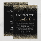 Gouden Bachelorette Weekend Modern Glitter Party Kaart (Voorkant / Achterkant)