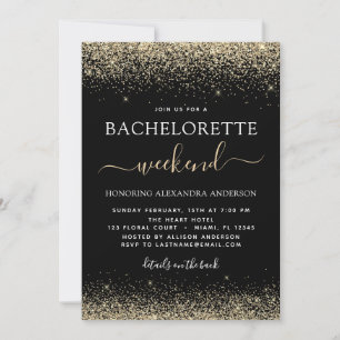 Gouden Bachelorette Weekend Modern Glitter Party Kaart