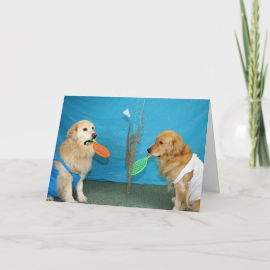 Gouden Badminton Verjaardag Kaart (Voorkant)