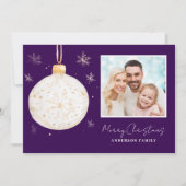Gouden Bal Foto Kerst Feestdagenkaart (Voorkant)