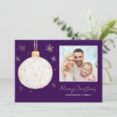 Gouden Bal Foto Kerst Feestdagenkaart (Staand voorkant)