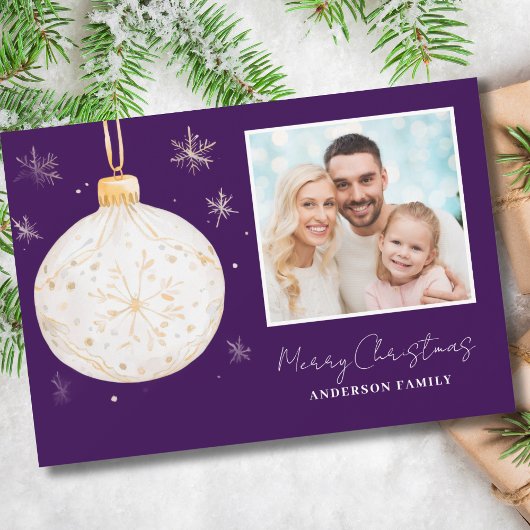 Gouden Bal Foto Kerst Feestdagenkaart