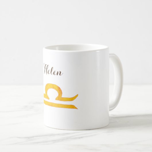 Gouden Balans, Weegschaal Zodiac teken Aangepaste Koffiemok (Voorkant rechts)