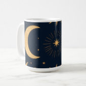 Gouden Balans, Zon & Maan Hemels Patroon Koffiemok (Voorkant links)