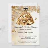 Gouden balgons roos bloemen bruid om bruid te zijn kaart (Voorkant)