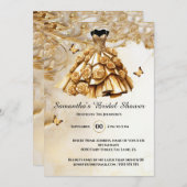 Gouden balgons roos bloemen bruid om bruid te zijn kaart (Voorkant / Achterkant)