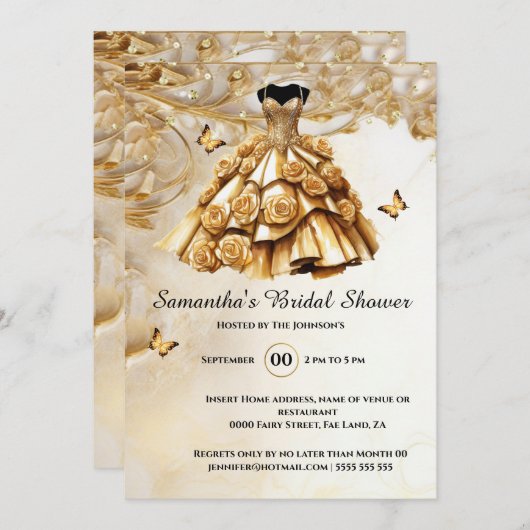 Gouden balgons roos bloemen bruid om bruid te zijn kaart (Voorkant / Achterkant)